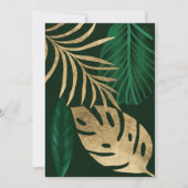 Tropisch gouden groene bladblad waterverf bruiloft kaart (Achterkant)