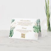 Tropisch Gouden Monstera Palm Foto QR Code Bruilof (Achterkant)