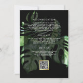 Tropisch Gouden Monstera Palm Zwart QR Code Trouwe Kaart (Achterkant)