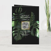 Tropisch Gouden Monstera Palm Zwarte QR Code Trouw (Achterkant)