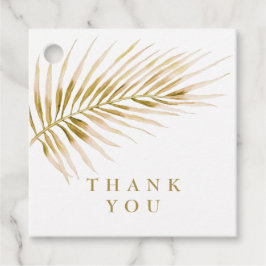 Tropisch gouden palm trouwdag bedankjes labels