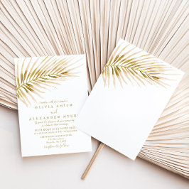 Tropisch gouden palm trouwdag kaart
