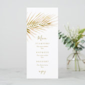 Tropisch gouden palm trouwdag menu (Staand voorkant)