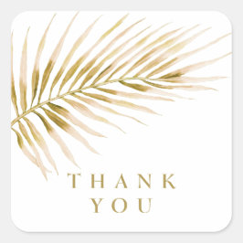 Tropisch gouden palm trouwdag vierkante sticker