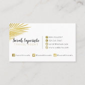 Tropisch gouden palmbladeren elegant ontwerp visitekaartje (Achterkant)