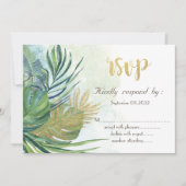 Tropisch Gouden Palmbladeren Zomer RSVP Kaart (Voorkant)