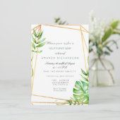 Tropisch Gouden Poligonale Frame Strepen Lijnen Gr Kaart (Staand voorkant)