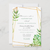 Tropisch Gouden Poligonale Frame Strepen Lijnen Gr Kaart (Voorkant)