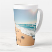 Tropisch Gouden Schelp Strand Chic Latte Mok (Rechterhoek)