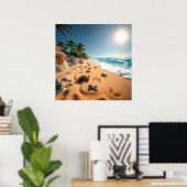Tropisch Gouden Schelp Strand Chic Poster (Thuiskantoor)