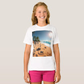 Tropisch Gouden Schelp Strand Chic T-shirt (Voorkant volledig)