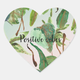 Tropisch goudgroen blad hart sticker