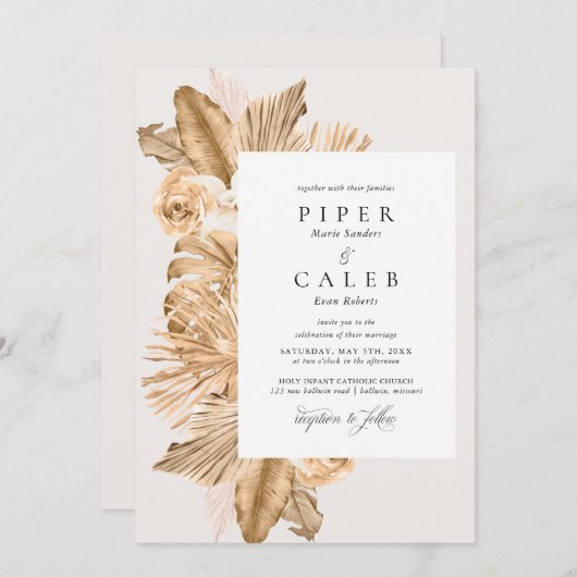 Tropisch goudkleurig grasbruin kaart (Voorkant / Achterkant)