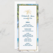 Tropisch goudpalm Beach Photo Weddenschap Menu (Voorkant / Achterkant)