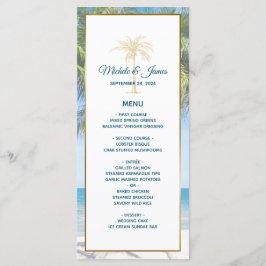 Tropisch goudpalm Beach Photo Weddenschap Menu