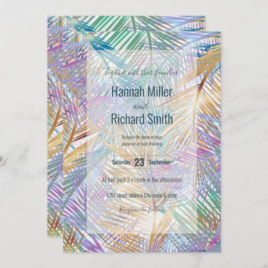 Tropisch goudpalm laat een kleurrijk ontwerp achte (Voorkant / Achterkant)