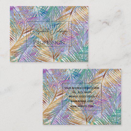 Tropisch goudpalm laat een kleurrijk ontwerp achte visitekaartje (Voorkant / Achterkant)
