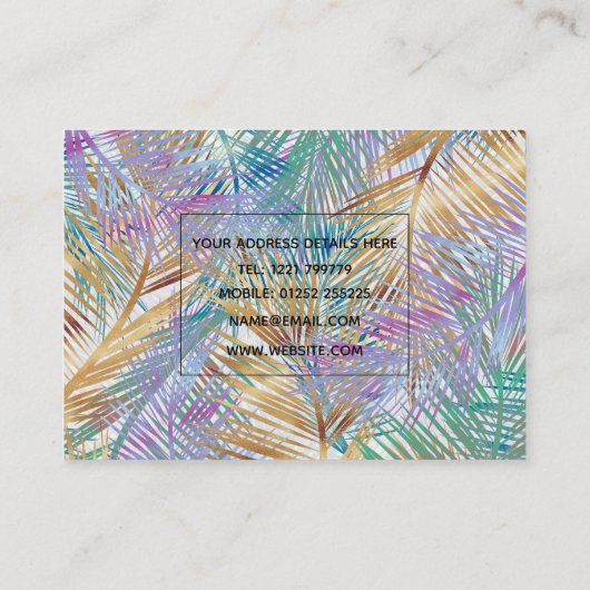 Tropisch goudpalm laat een kleurrijk ontwerp achte visitekaartje (Achterkant)