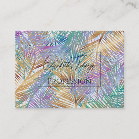 Tropisch goudpalm laat een kleurrijk ontwerp achte visitekaartje (Voorkant)