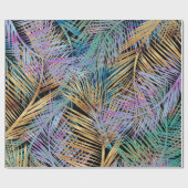Tropisch goudpalm laat kleurig zwart design over cadeaupapier (Vlak)