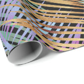 Tropisch goudpalm laat kleurig zwart design over cadeaupapier (Rol Hoek)