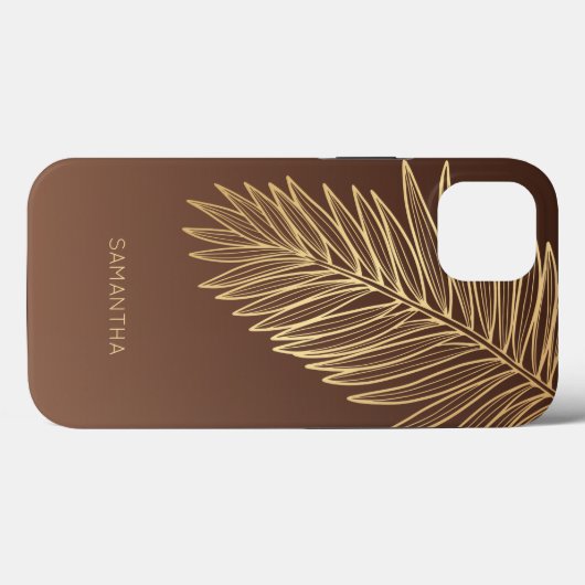 Tropisch goudpalm leder, Jouw naam, bruin Case-Mate iPhone Case (Achterkant (horizontaal))