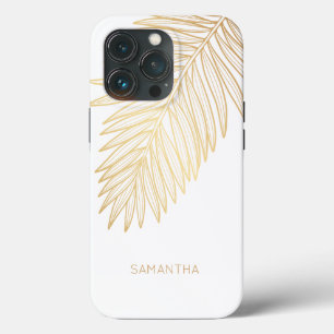 Tropisch goudpalm leder, Jouw naam Case-Mate iPhone Case