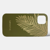 Tropisch goudpalm leder, Jouw naam, olijvengroen Case-Mate iPhone Case (Achterkant (horizontaal))