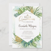 Tropisch goudpalm vertrekt Summer Quinceañera Kaart (Voorkant)