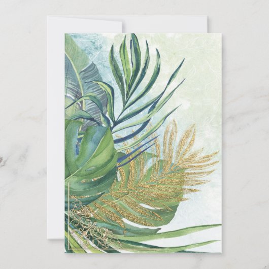 Tropisch goudpalm vertrekt Summer Quinceañera Kaart (Achterkant)