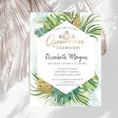 Tropisch goudpalm vertrekt Summer Quinceañera Kaart