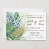 Tropisch goudpalm vertrekt zomerbruiloft I Kaart (Voorkant)