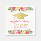 Tropisch goudroze Floral Afstuderen Servet (Voorkant)