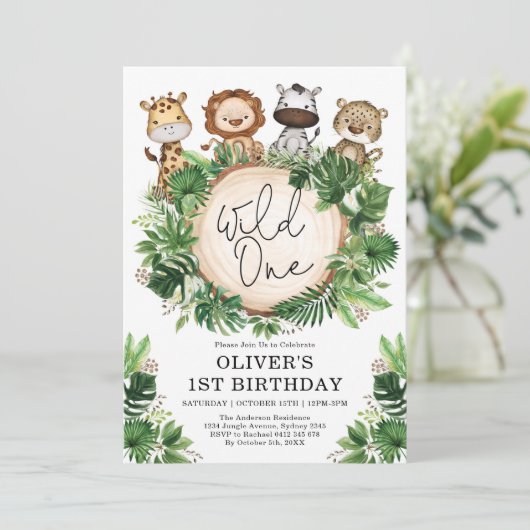 Tropisch graan Safari Dieren op een dag Kaart (Staand voorkant)