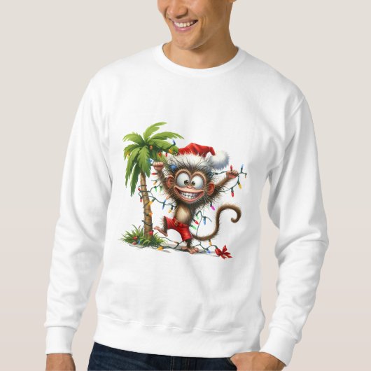 Tropisch Grappig Aap Kerst Sweatshirt (Voorkant)