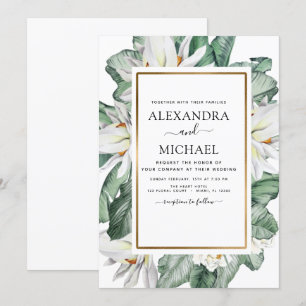 Tropisch grasland Floral Palm Wedding Kaart