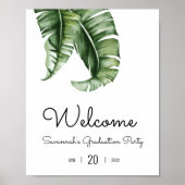 Tropisch Green Leaf Graduation Party Welkomstbord Poster (Voorkant)