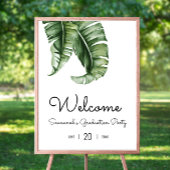 Tropisch Green Leaf Graduation Party Welkomstbord Poster