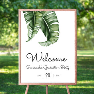 Tropisch Green Leaf Graduation Party Welkomstbord Poster
