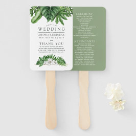 Tropisch Greenery Foliage Wedding Programme Handwaaier