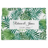 Tropisch Greenery Script Name Beach Wedding Groot Cadeauzakje (Voorkant)