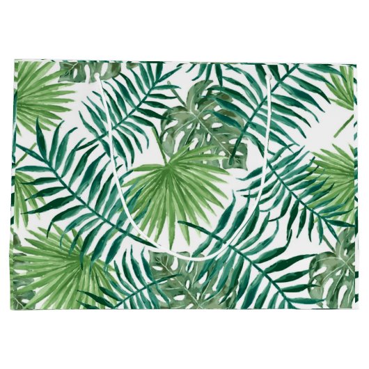 Tropisch Greenery Script Name Beach Wedding Groot Cadeauzakje (Achterkant)