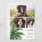 Tropisch greenery script palm 3 foto's afstuderen kaart (Achterkant)