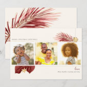 Tropisch Griekenland 3-foto van Bourgogne & Gold B Feestdagenkaart (Voorkant / Achterkant)