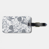 Tropisch grijs bloemengroen bagagelabel (Achterkant horizontaal)