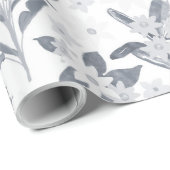 Tropisch grijs bloemengroen cadeaupapier (Rol Hoek)