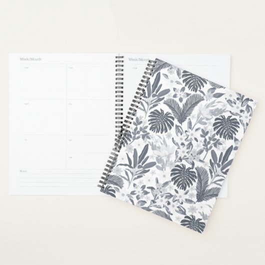 Tropisch grijs bloemengroen planner (Display)