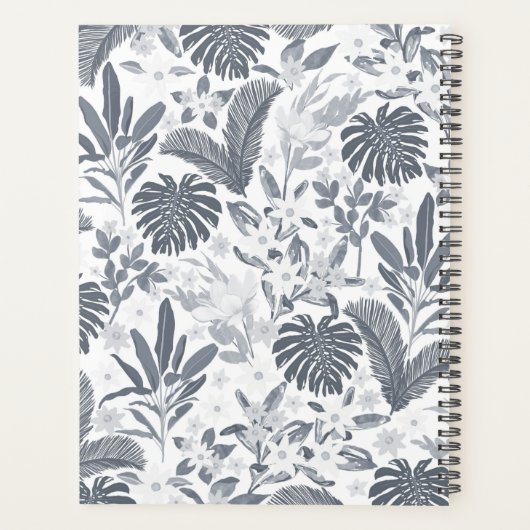 Tropisch grijs bloemengroen planner (Achterkant)
