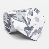Tropisch grijs bloemengroen stropdas (Opgerold)