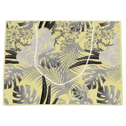 tropisch, grijs en geel groot cadeauzakje (Voorkant)